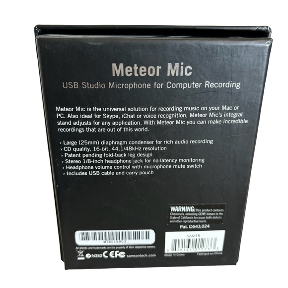 Samson Meteor Mic USB Studio Microphone for Computer Recording. Includes Manual - Picture 4 of 10